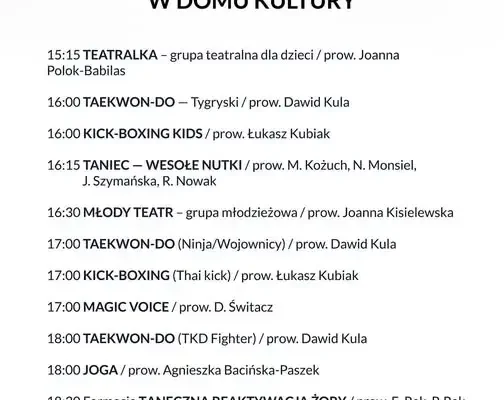 MOK Żory startuje z nowym sezonem zajęć 2026/2027 – sprawdź harmonogram