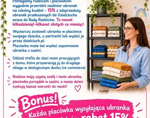 Szkoła Podstawowa nr 4 w Żorach zbiera ubrania dziecięce. 15% zysku zasili Radę Rodziców
