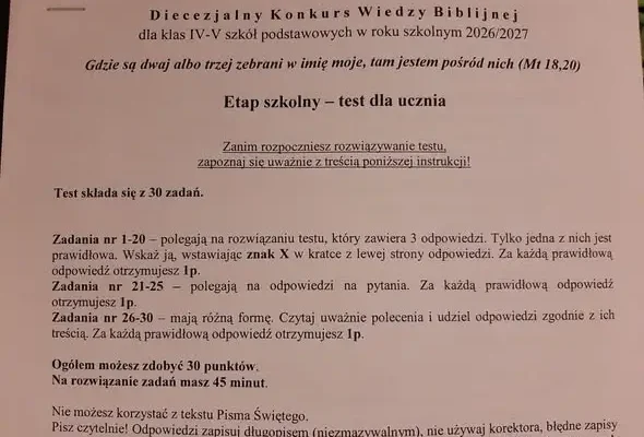 Nina z Żor z 90% w konkursie biblijnym – awans do etapu rejonowego